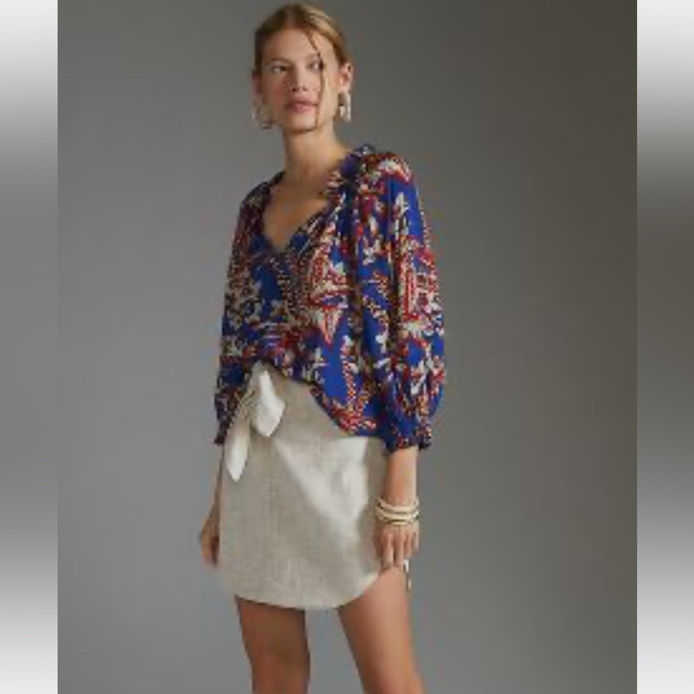Anthropologie Gilner Farrar Blouse Top Jungle Garden Small